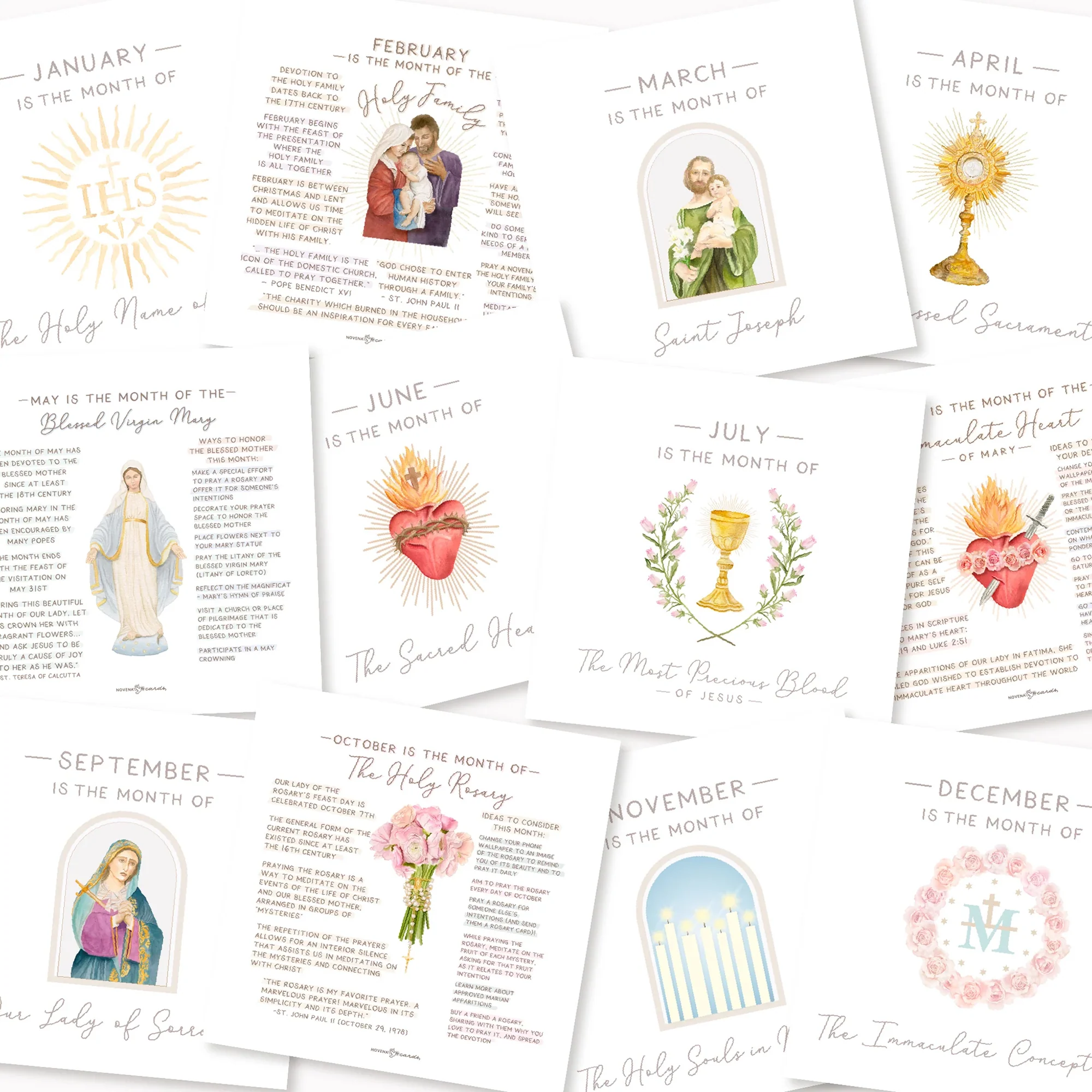 12 Catholic Monthly Devotion Prints & Acrylic Stand - Image 8