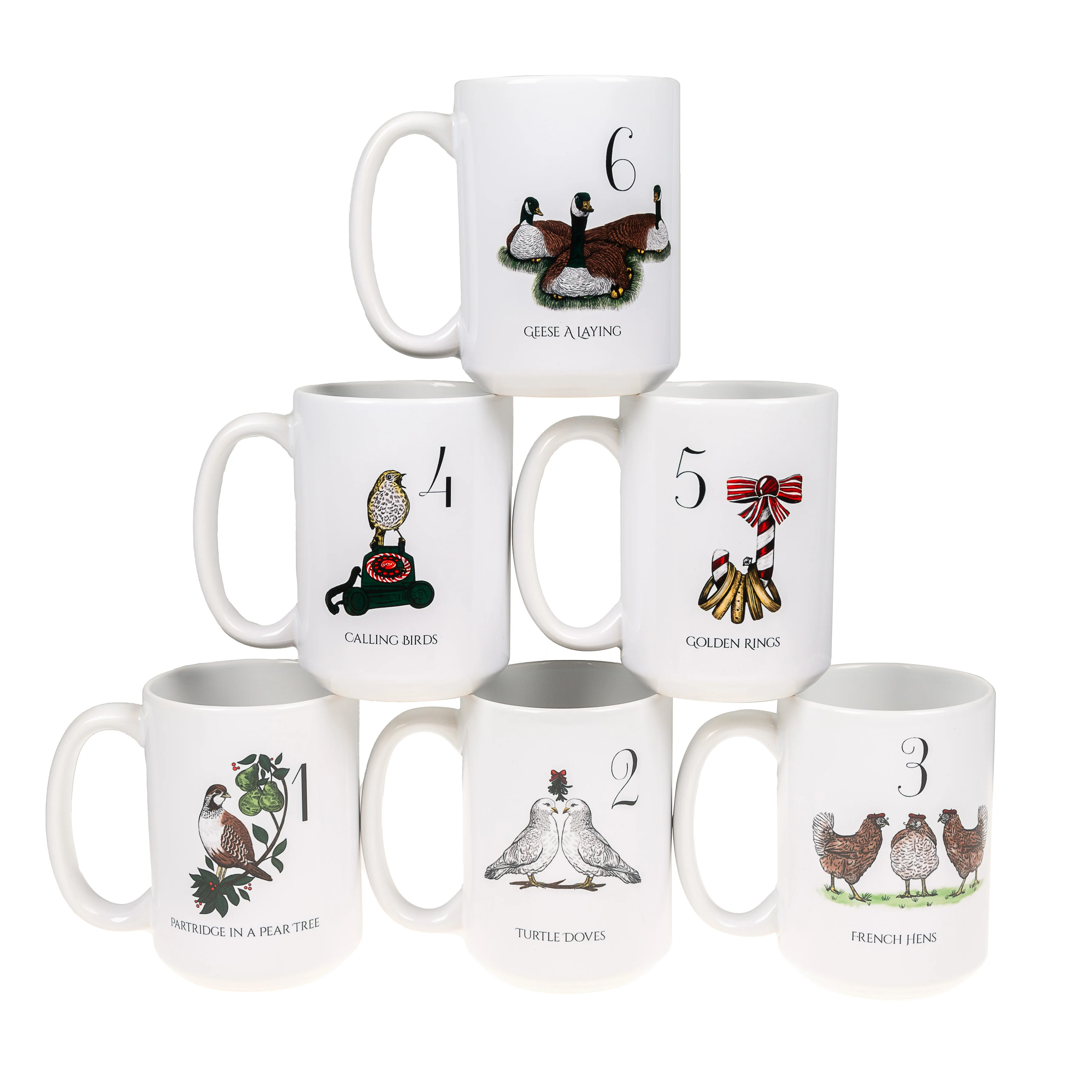 12 Days of Christmas Printed Mugs - Set of 6 - Image 2