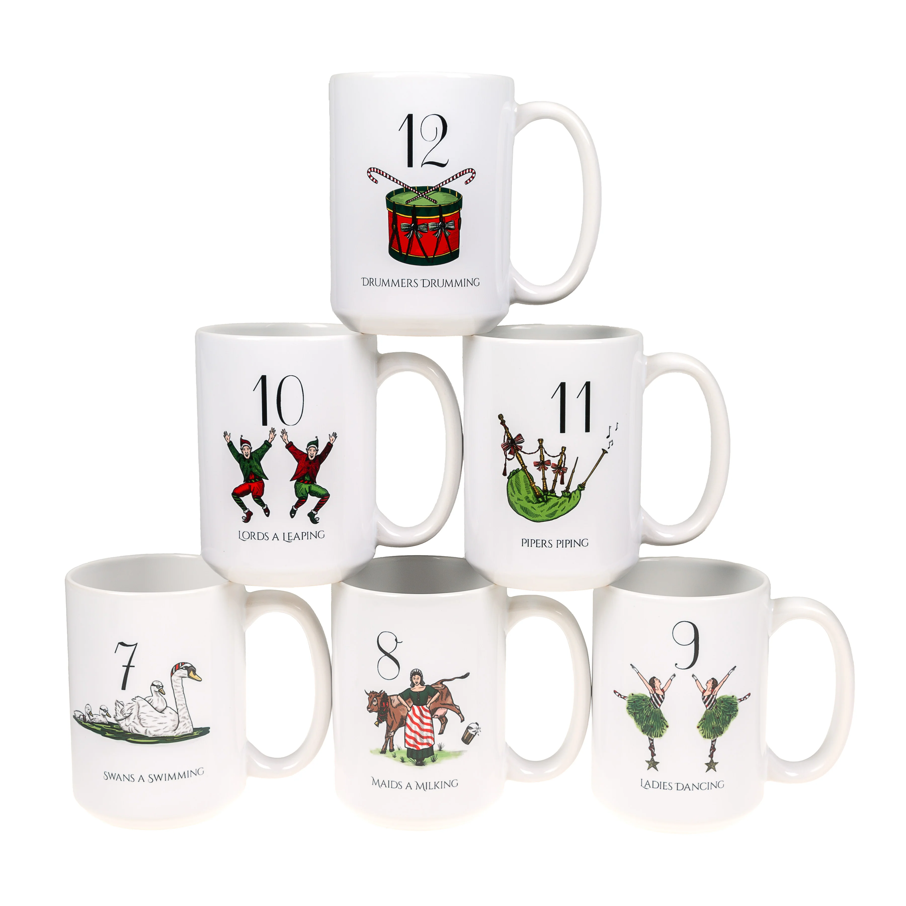 12 Days of Christmas Printed Mugs - Set of 6 - Image 3