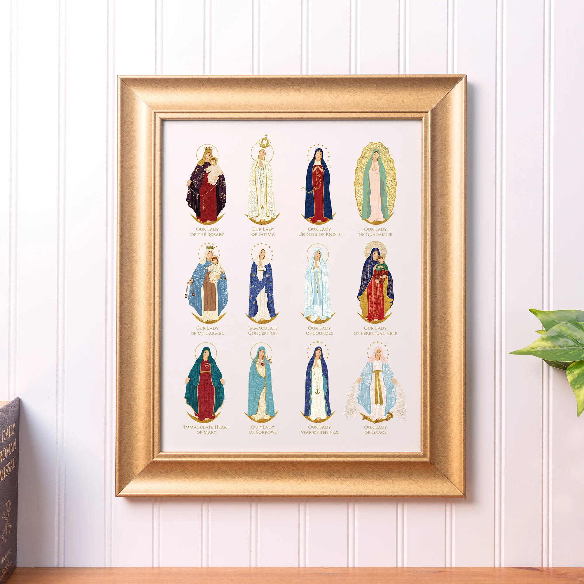 12 Devotions of Mary Toile Framed Art Print