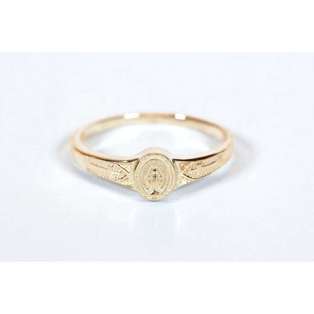 14 KT Gold Miraculous Medal Ring - Multiple Sizes - Image 2