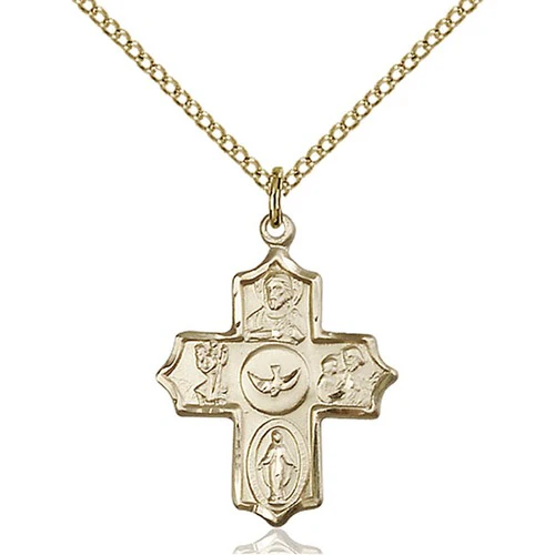 14kt Gold Filled 5-Way Pendant 7/8 X 5/8 Inch