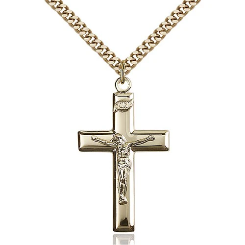 14kt Gold Filled Crucifix Pendant 1 3/8 X 3/4"