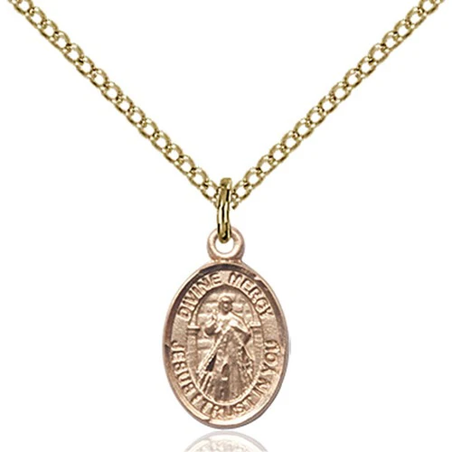 14kt Gold Filled Divine Mercy Petite Pendant
