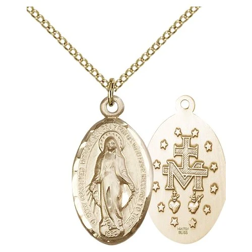14kt Gold Filled Miraculous Medal Pendant 7/8 X 1/2 Inch - Image 2