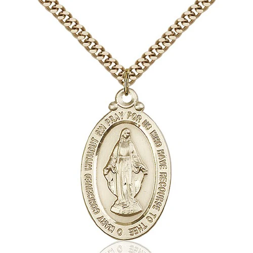 14kt Gold Filled Miraculous Pendant 1 18 X 5/8"