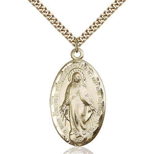 14kt Gold Filled Miraculous Pendant 1 3/8 X 3/4"