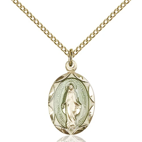 14kt Gold Filled Miraculous Pendant 3/4 X 3/8"
