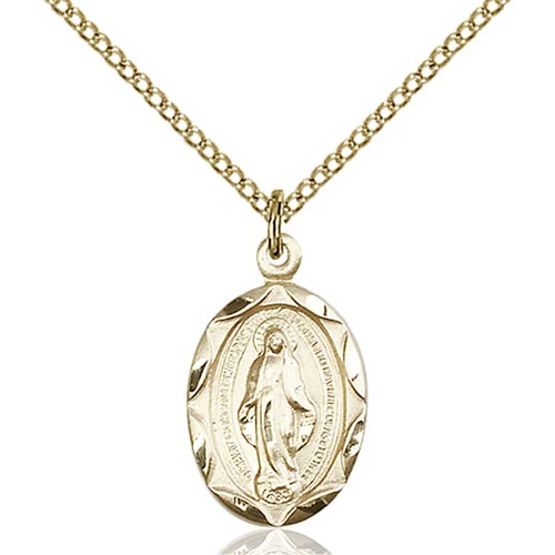 14kt Gold Filled Miraculous Pendant 3/4 X 3/8 Inch