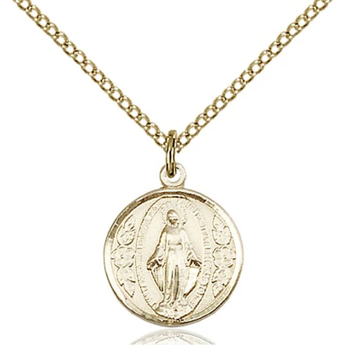 14kt Gold Filled Miraculous Pendant 5/8 X 1/2"