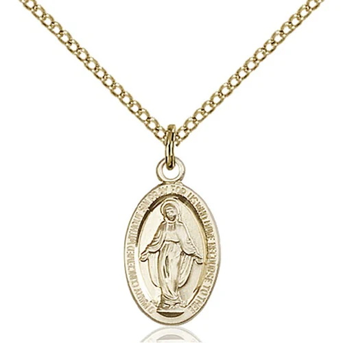 14kt Gold Filled Miraculous Pendant 5/8 X 3/8"