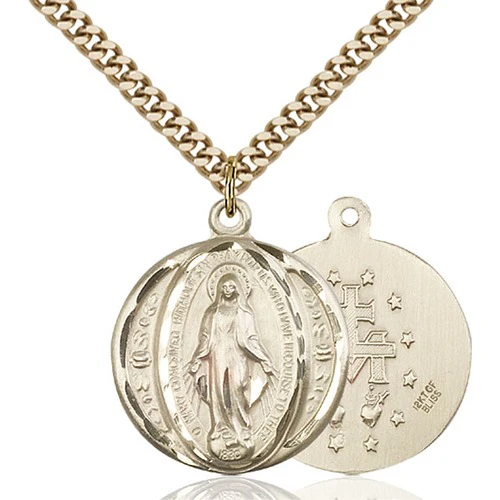 14kt Gold Filled Miraculous Pendant 7/8 X 3/4"