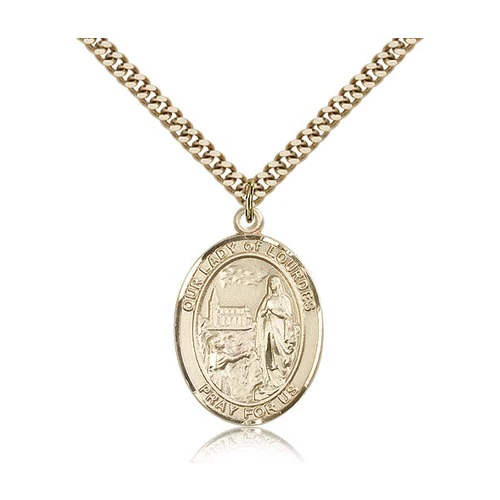 14kt Gold Filled Our Lady of Lourdes Pendant w/ Chain