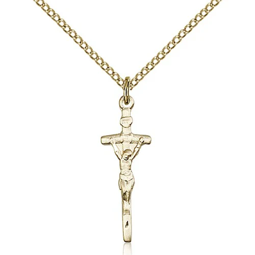 14kt Gold Filled Papal Crucifix Pendant 7/8 X 1/4"