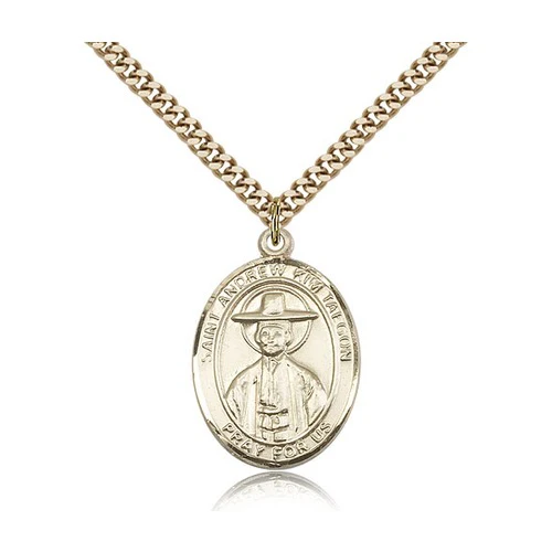 14kt Gold Filled St. Andrew Kim Taegon Pendant w/ Chain