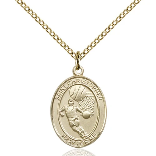 14kt Gold Filled St. Christopher/Basketball Pendant