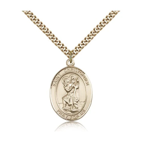 14kt Gold Filled St. Christopher Pendant 1 X 3/4"