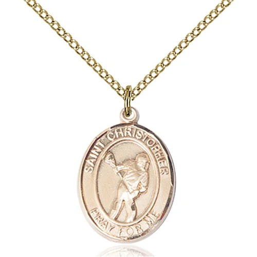 14kt Gold Filled St. Christopher Pendant/Lacrosse