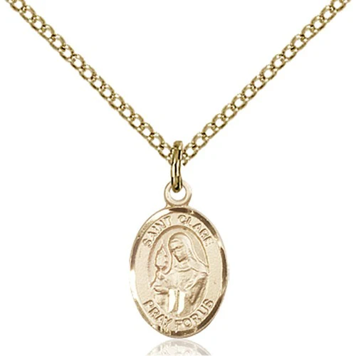 14kt Gold Filled St. Clare of Assisi Petite Pendant