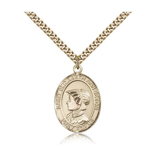 14kt Gold Filled St. Elizabeth Ann Seton Pendant w/ chain