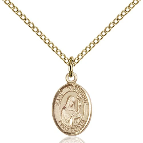 14kt Gold Filled St. Gertrude of Nivelles Petite Pendant