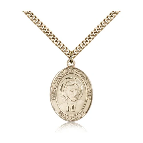14kt Gold Filled St. John Baptist de La Salle Pendant w/ Chain