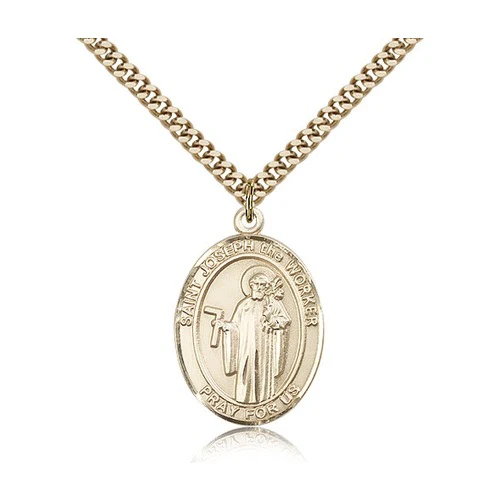 14kt Gold Filled St. Joseph The Worker Pendant w/ chain