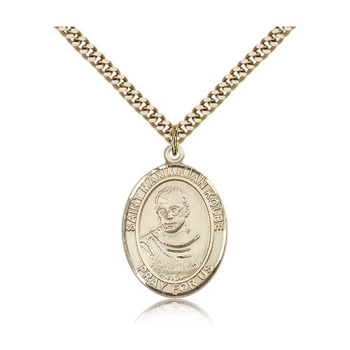 14kt Gold Filled St. Maximilian Kolbe Pendant w/ chain