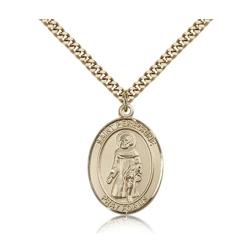 14kt Gold Filled St. Peregrine Laziosi Pendant w/ chain