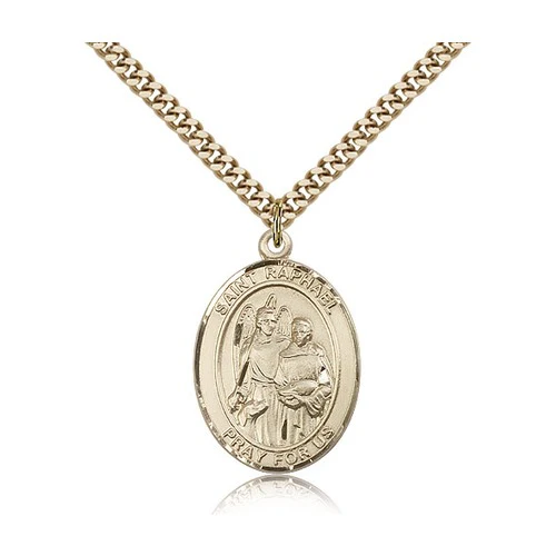 14kt Gold Filled St. Raphael the Archangel Pendant w/ chain