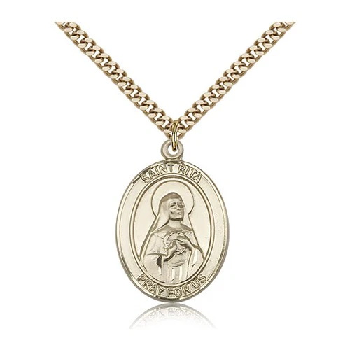 14kt Gold Filled St. Rita / Baseball Pendant w/ chain
