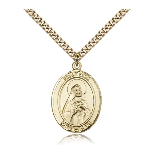 14kt Gold Filled St. Rita of Cascia Pendant w/ chain