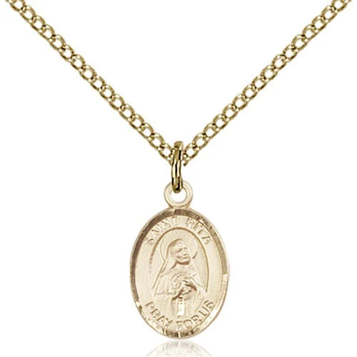 14kt Gold Filled St. Rita of Cascia Petite Pendant