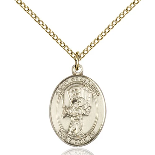 14kt Gold Filled St. Sebastian / Baseball Pendant
