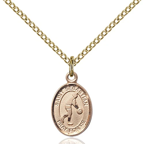 14kt Gold Filled St. Sebastian/Basketball Petite Pendant