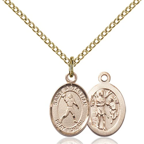 14kt Gold Filled St. Sebastian/Football Petite Pendant