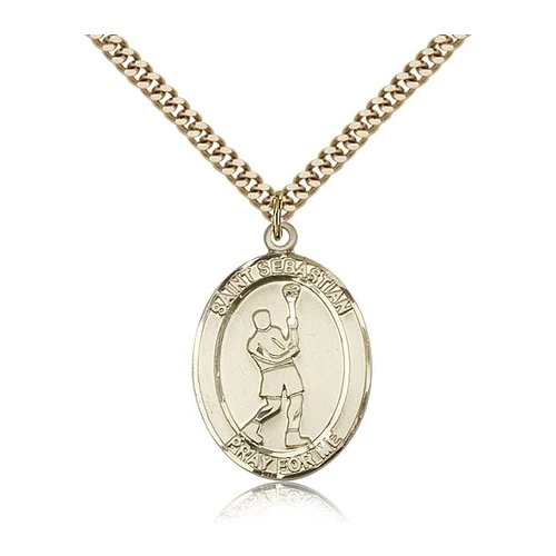 14kt Gold Filled St. Sebastian/Lacrosse Pendant w/ chain