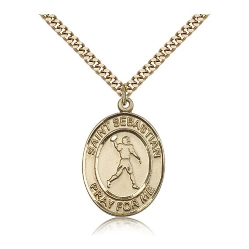 14kt Gold Filled St. Sebastian Pendant w/ chain-Football
