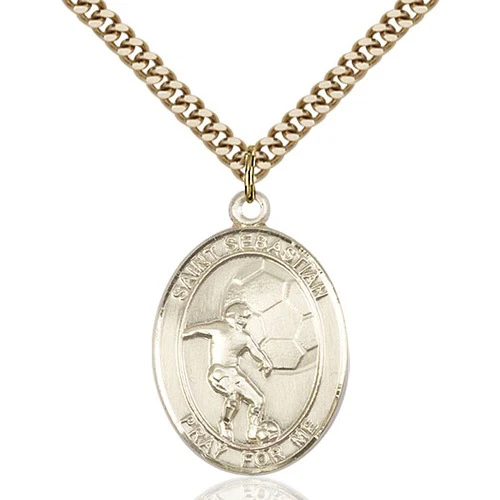 14kt Gold Filled St. Sebastian / Soccer Pendant w/ chain