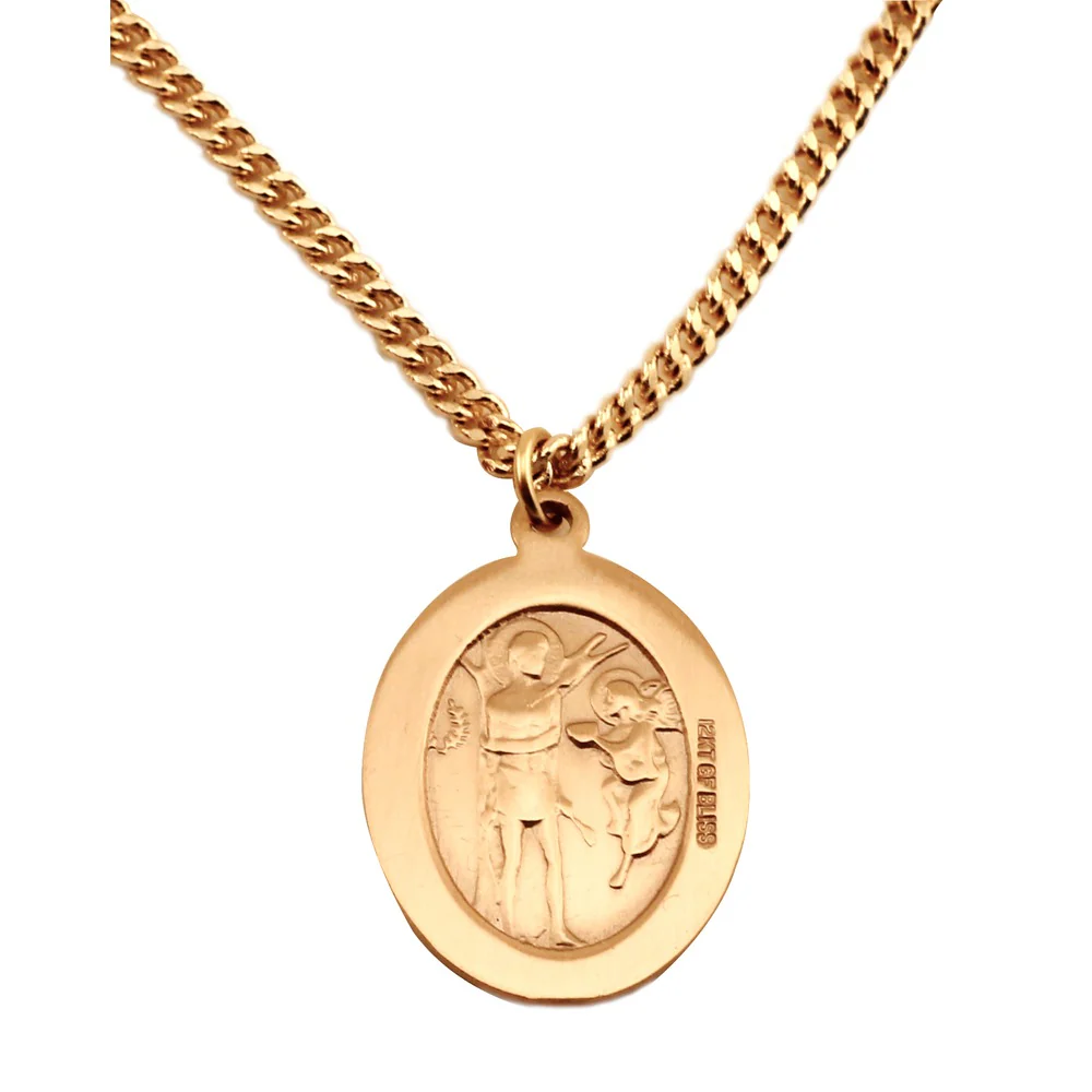 14kt Gold Filled St. Sebastian / Soccer Pendant w/ chain - Image 2