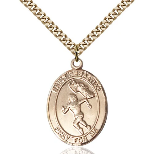 14kt Gold Filled St. Sebastian / Track & Field Pendant w/ chain