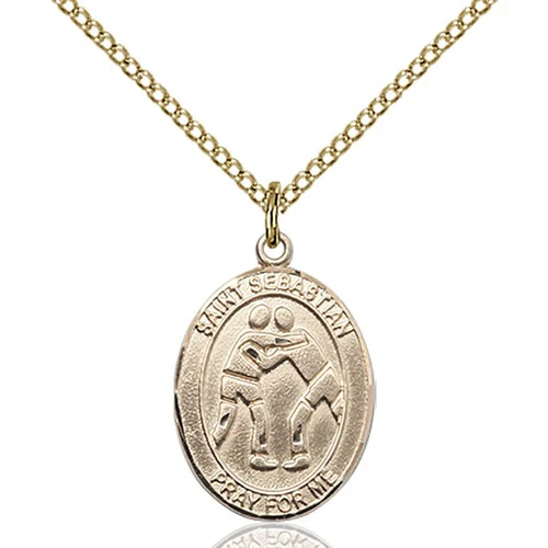 14kt Gold Filled St. Sebastian/Wrestling Pendant