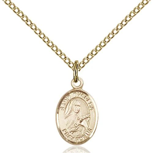 14kt Gold Filled St. Theresa of Lisieux Petite Pendant w/ Chain
