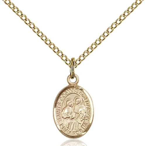14kt Gold Filled Sts. Cosmas & Damian Petite Pendant