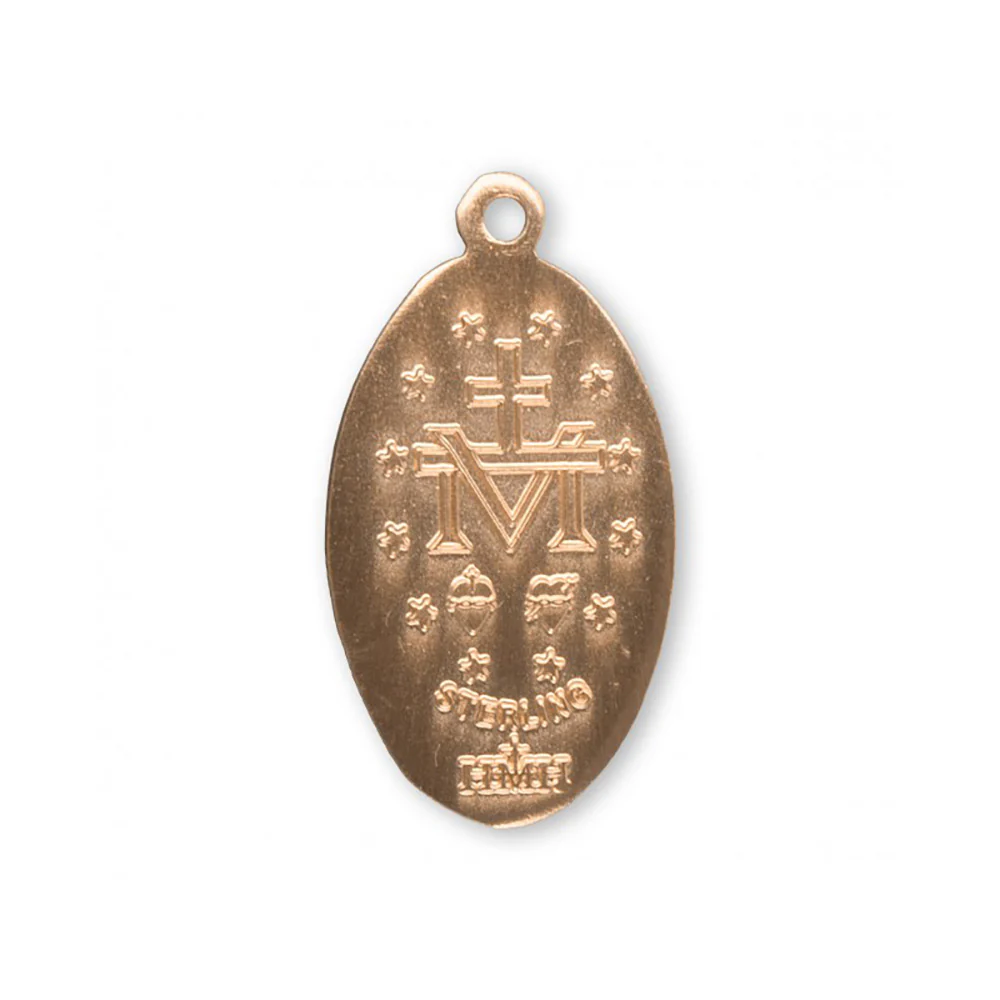 16kt Gold Over Sterling Silver Oval Miraculous Medal - 18 Inch Chain - Image 4