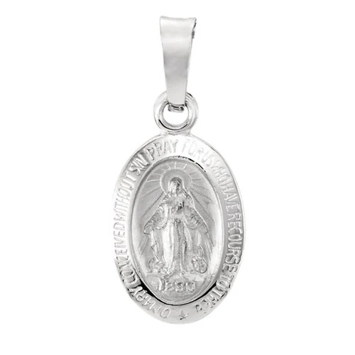 14kt White 19x13.75mm Oval Miraculous Medal