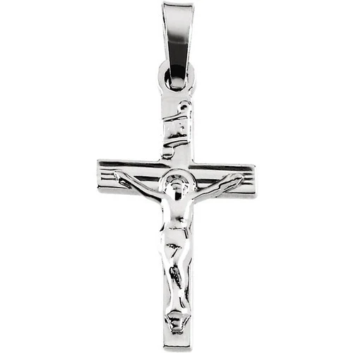 14kt White Crucifix Pendant 17.50X11