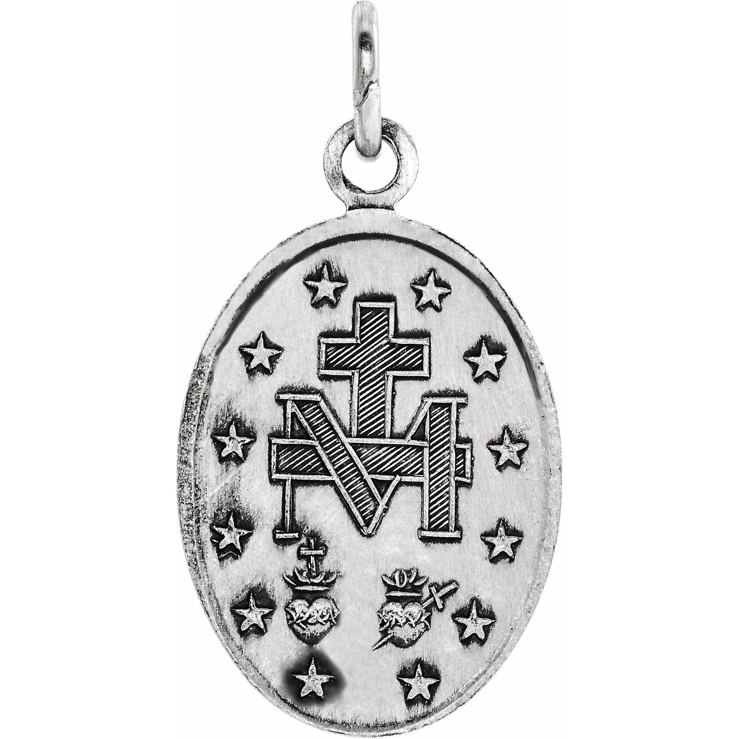 14kt White Gold 12x8mm Oval Miraculous Medal - Image 2