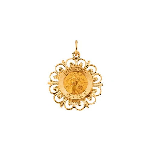 14kt Yellow 18.5mm Round St. Gerard Medal