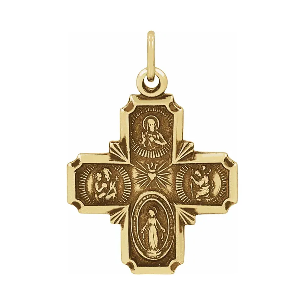14kt Yellow 18x18mm Four-Way Cross Medal - Image 2